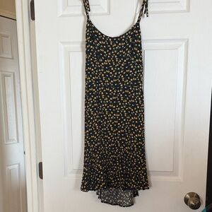 Lemon Pattered Black and Yellow Women's Dress